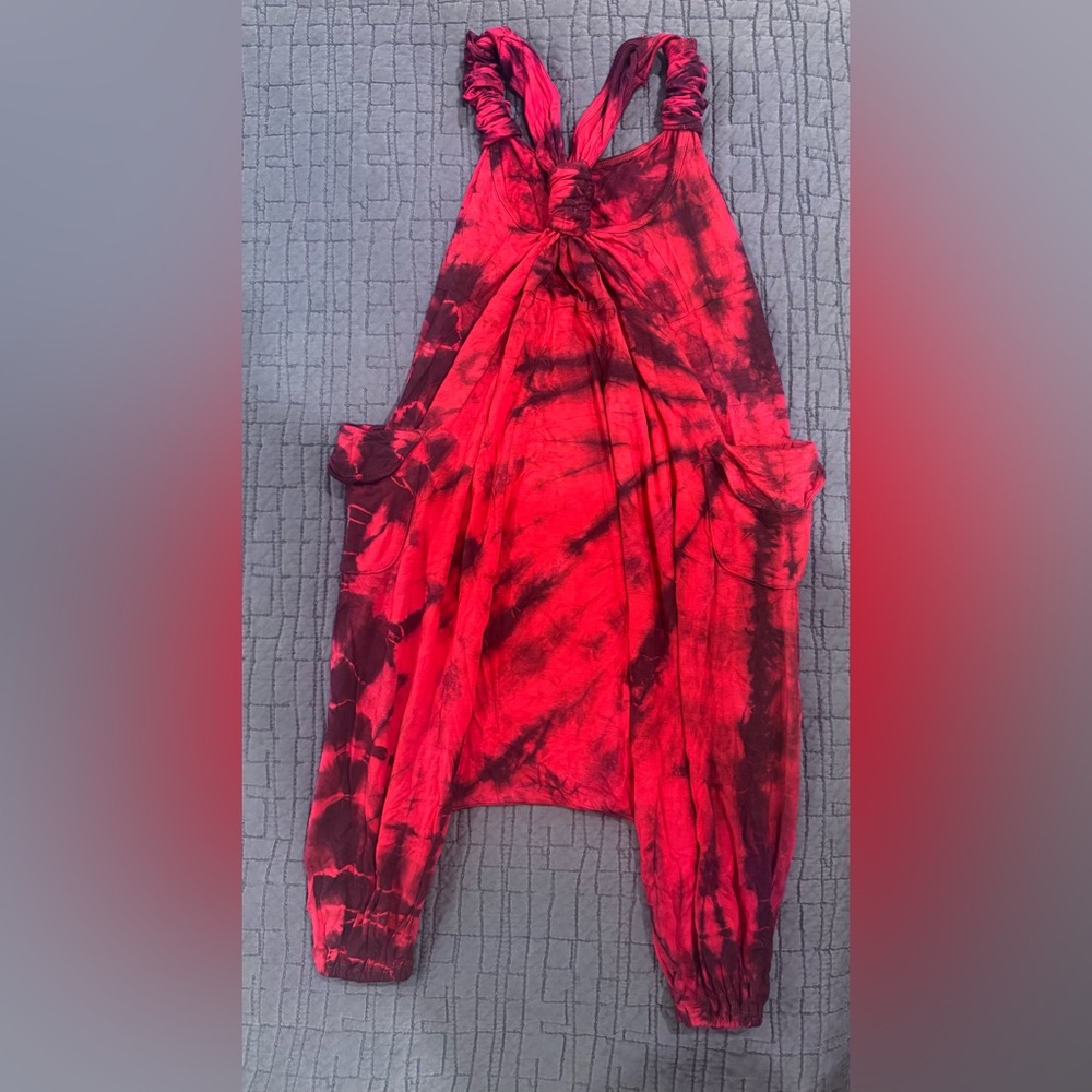 She’s1oak Kids Tie-Dye romper red and black